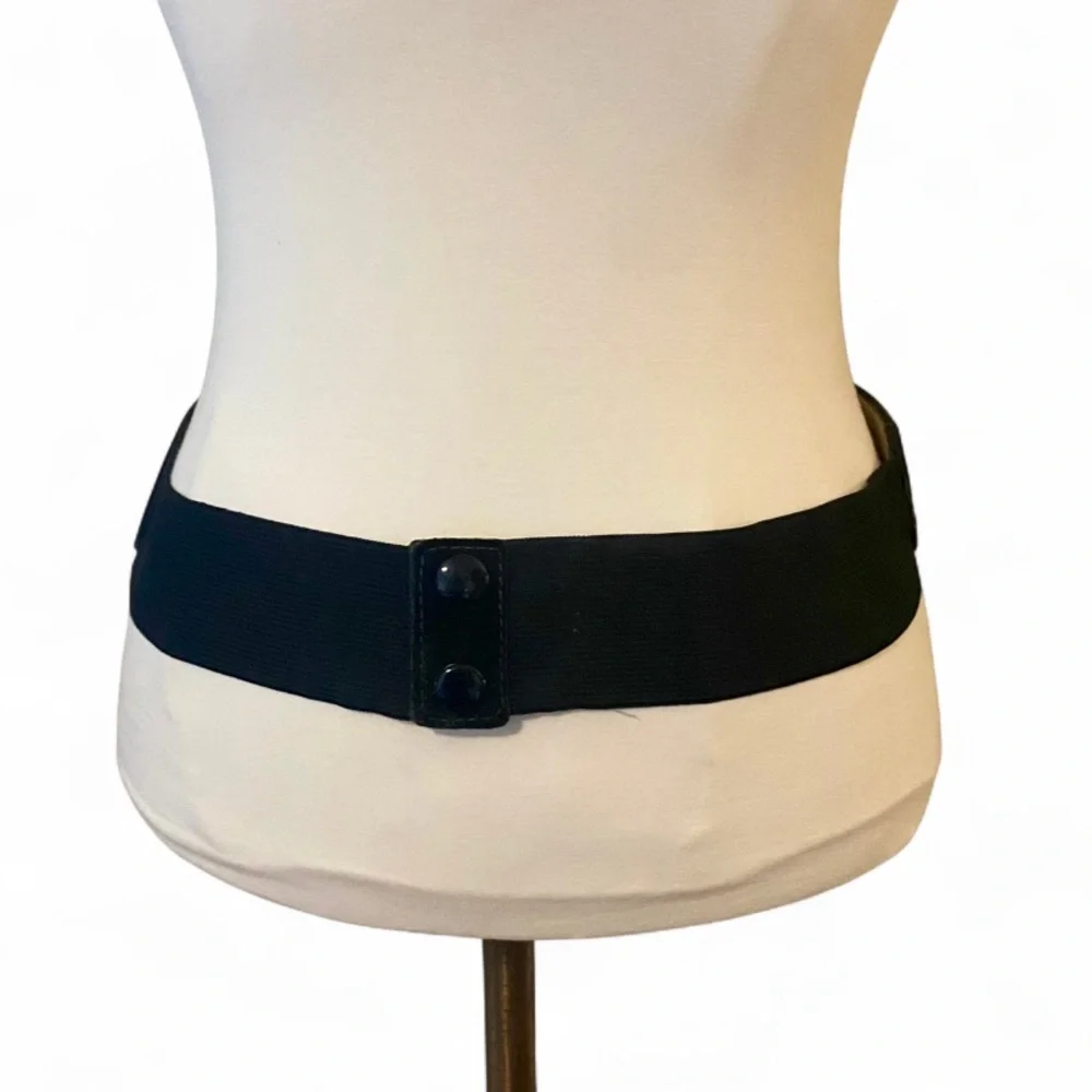 Vintage 90s Black Leather & Suede Studded Belt - Picture 2 of 5